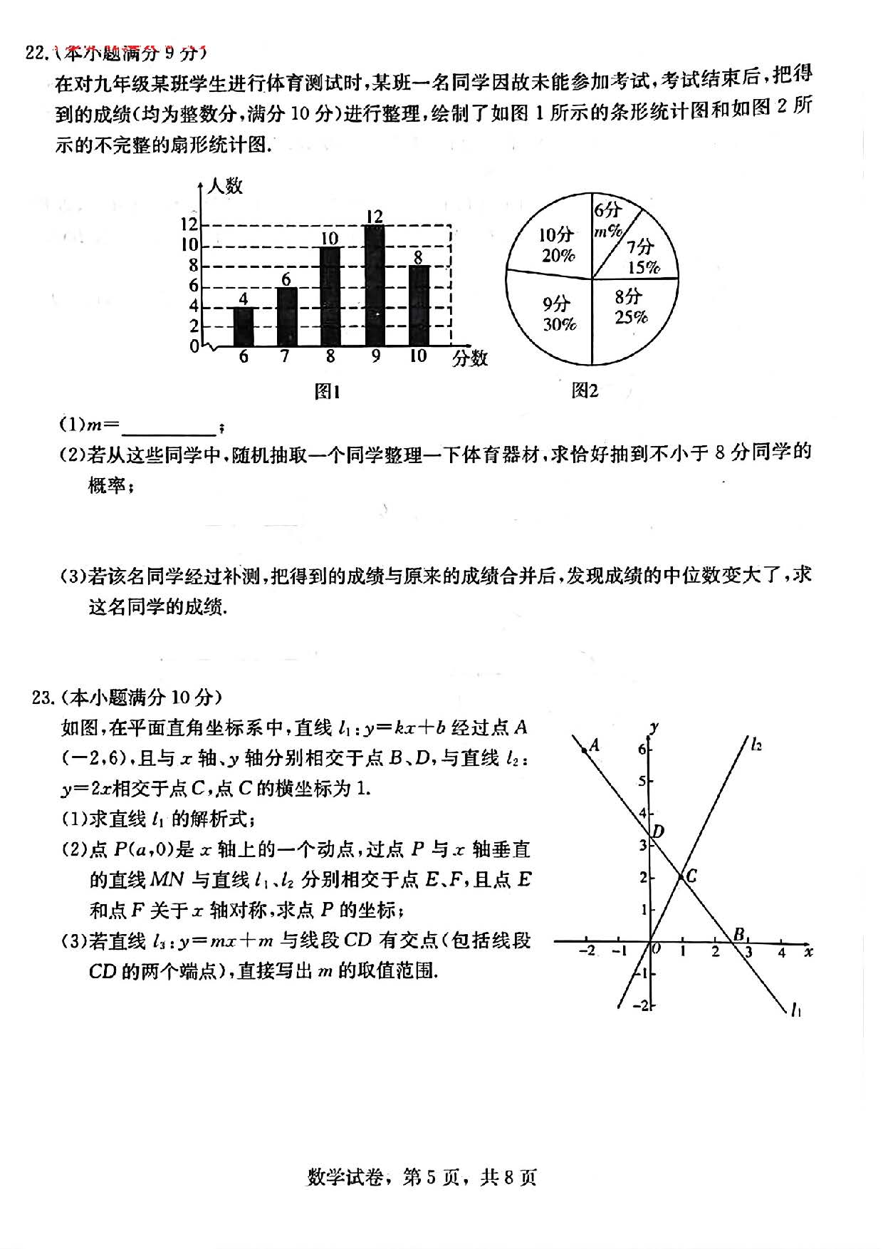 2024年03月份河北省九地市重点中学九年级数学摸底考试试题及答案