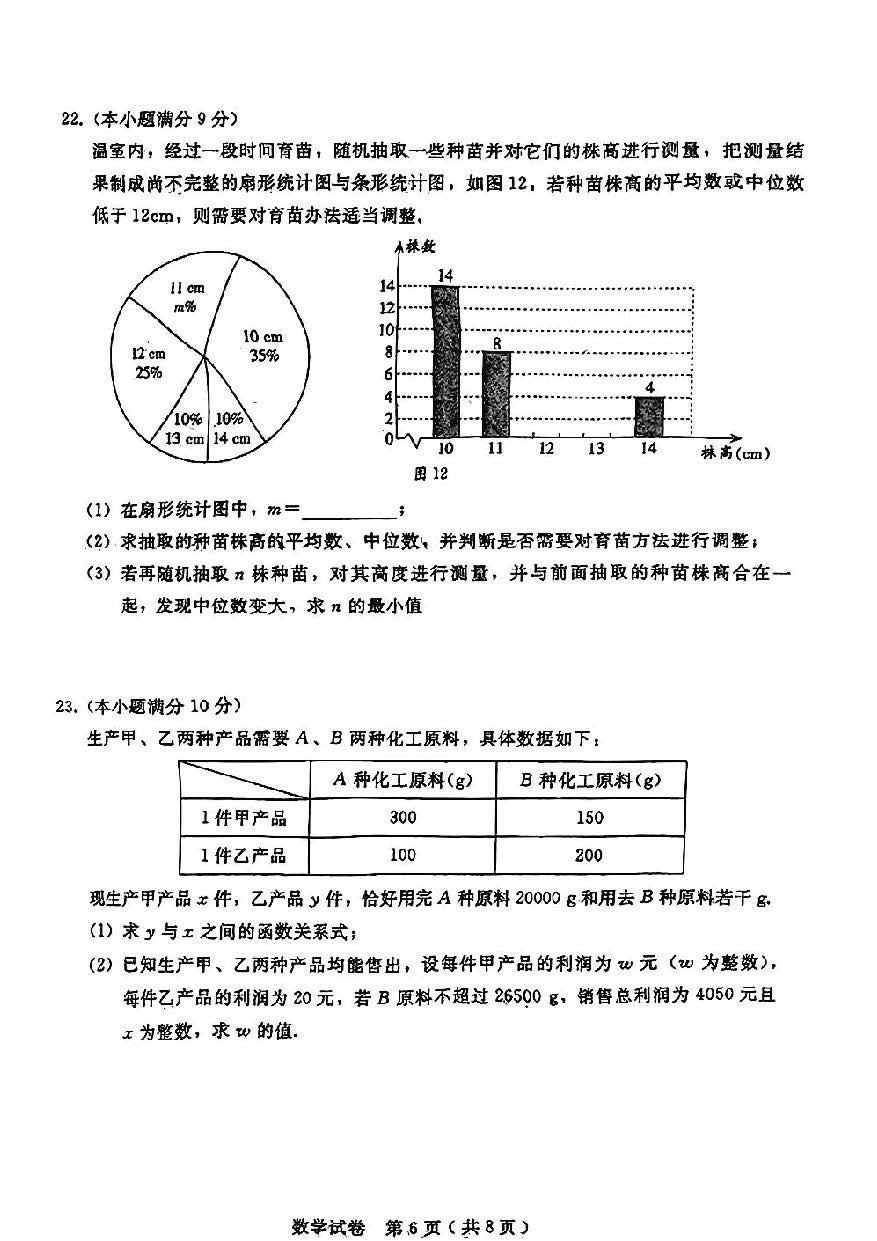2024年04月份河北省邢台市初中升学文化考试模拟一模数学试题及答案！