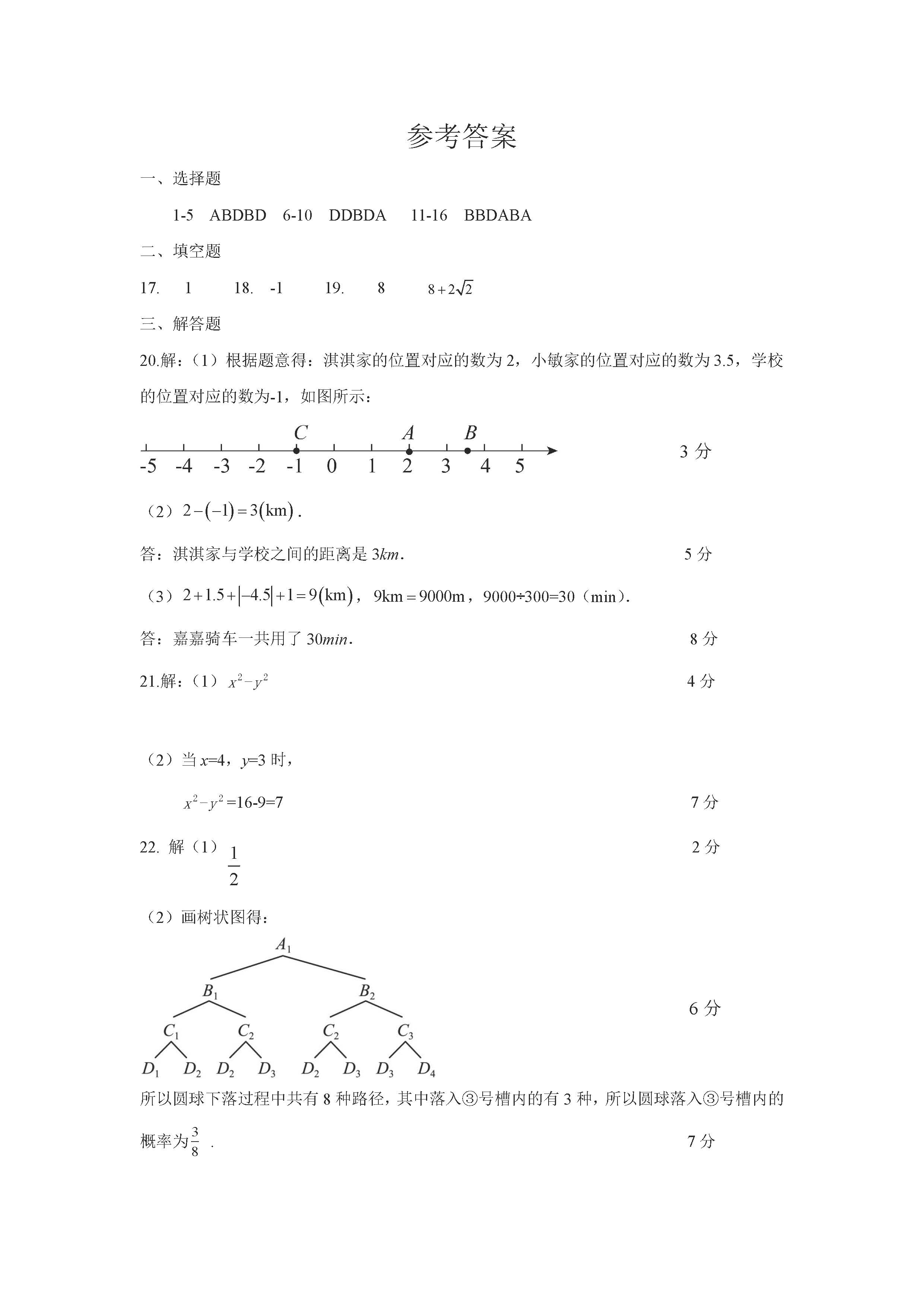 2024年04月份河北省廊坊市广阳区九年级中考一模数学试题及答案！