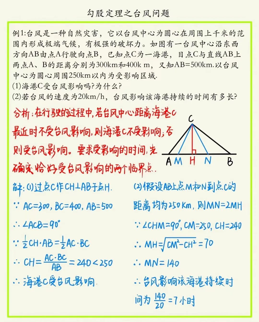 这位老师真棒！初中数学《勾股定理》题型笔记来了！