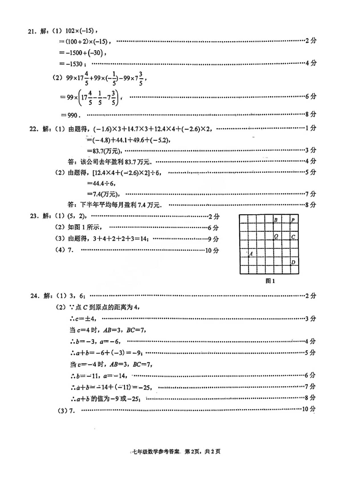 2024-2025学年河北省唐山市路北区七年级上册月考数学试卷及答案！